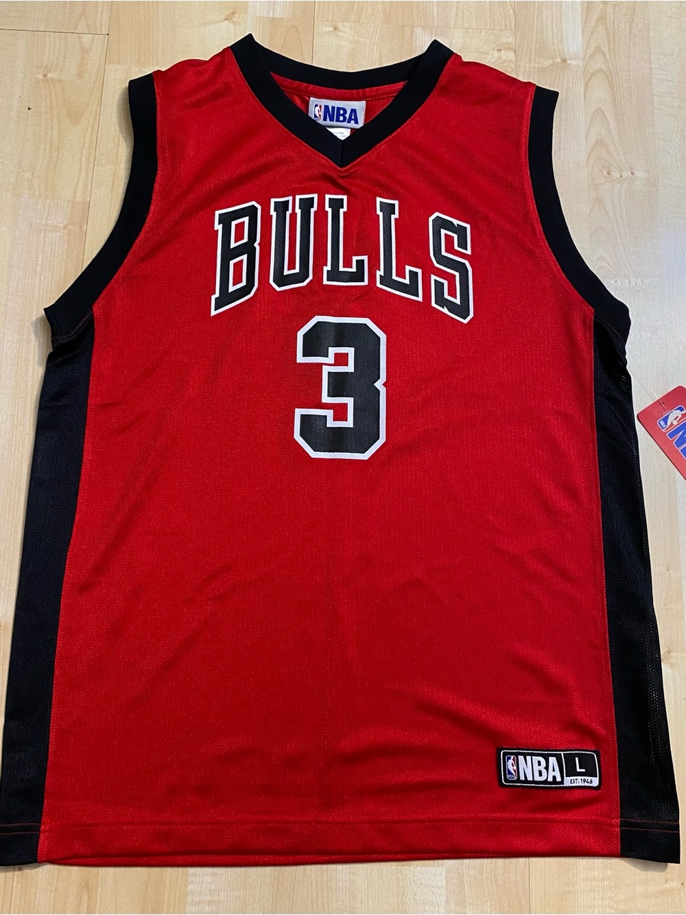 NBA Red and Black Chicago Bulls #3 Basketball Jersey